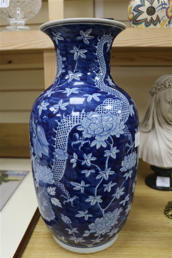 A Chinese blue and white dragon vase height 45cm